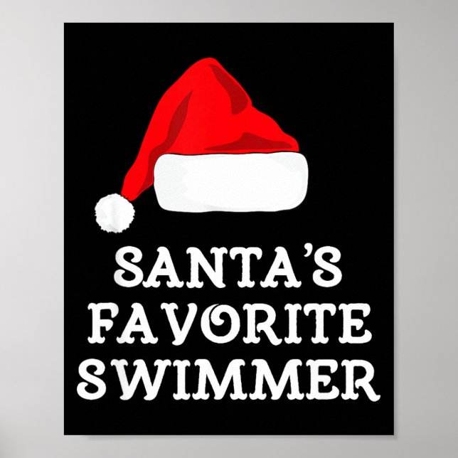 Santa's Favorite Swimmer Christmas Funny Xmas Swim Poster (Framsidan)