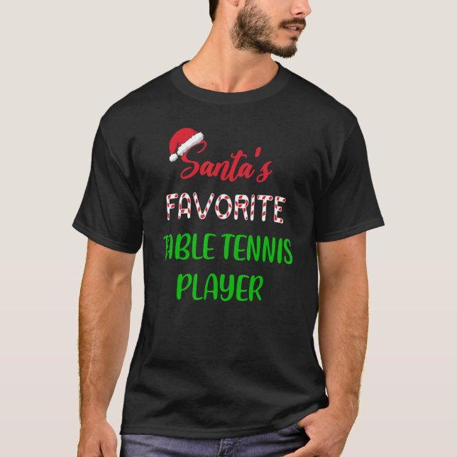 Santas Favorite Table Tennis Player   Funny Christ T Shirt (Framsida)