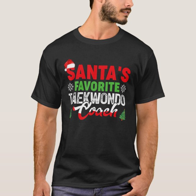 Santa's Favorite Taekwondo Coach Player jul T Shirt (Framsida)