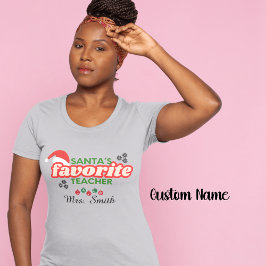 Santa's Favorite Teacher Anpassade T Shirt