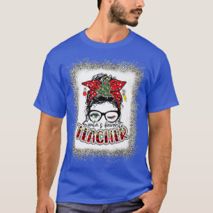 Santa's Favorite Teacher Bleached Teacher ELF Teac T Shirt