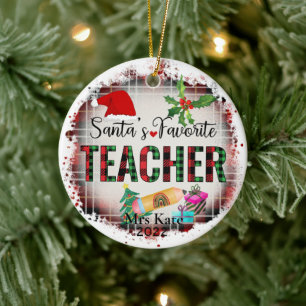 Santa's Favorite Teacher Ceramic Ornament
