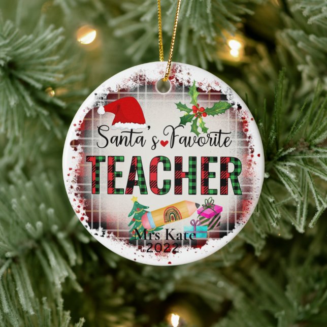 Santa's Favorite Teacher Ceramic Ornament (Träd)