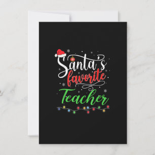 Santas Favorite Teacher Finny jul Santa Hat Inbjudningar