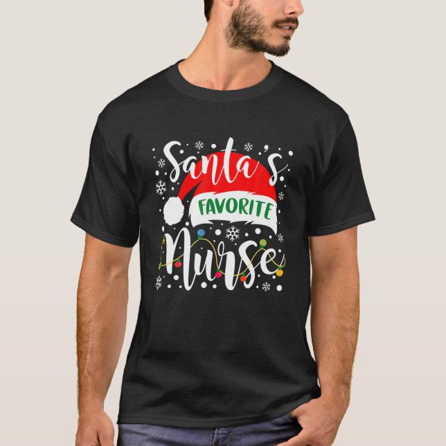 Santas Favorite Teacher Finny jul Santa Hat T Shirt (Framsida)