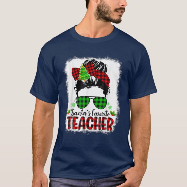 Santa's Favorite Teacher Funny jultomten Red T Shirt (Framsida)