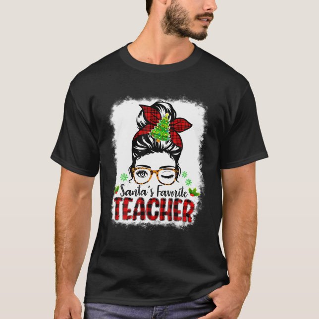 Santa's Favorite Teacher Funny jultomten Red T Shirt (Framsida)