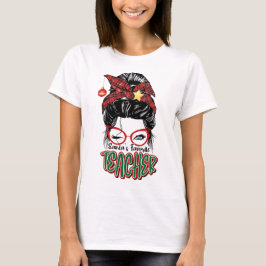 Santa's Favorite Teacher jul Groovy White T Shirt