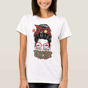 Santa's Favorite Teacher jul Groovy White T Shirt