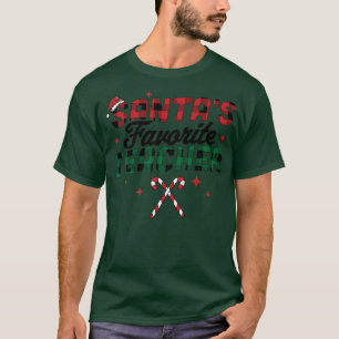 Santa's Favorite Teacher jul Santa Hat Candy T Shirt