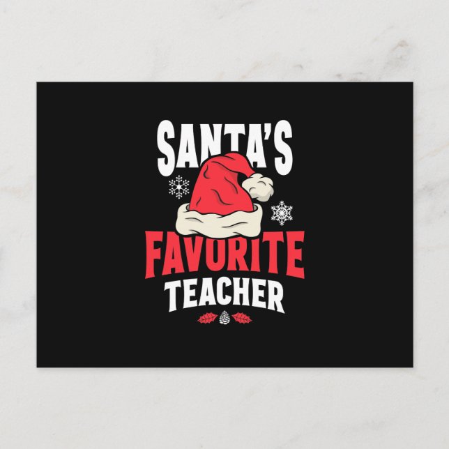 Santa's Favorite Teacher jul Santa Hat Vykort (Framsida)