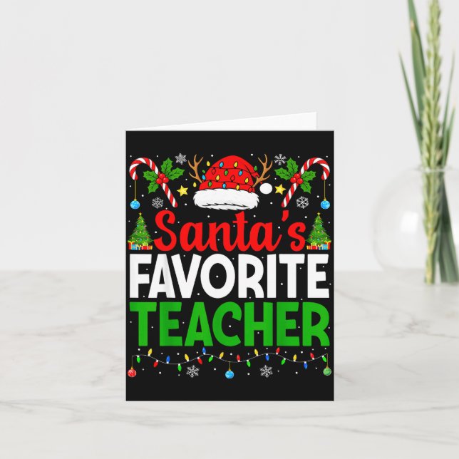 Santa's Favorite Teachers Christmas Funny Christma Kort (Framsida)