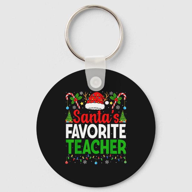 Santa's Favorite Teachers Christmas Funny Christma Nyckelring (Framsida)
