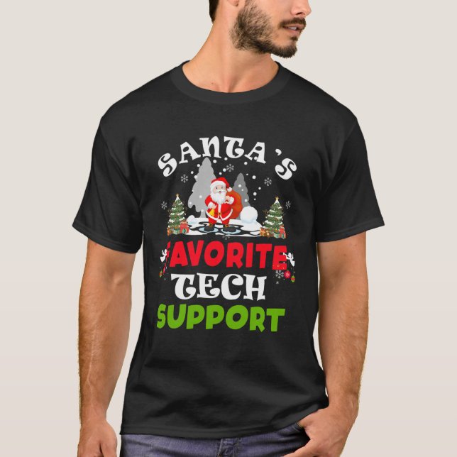 Santa's Favorite Tech Support, fin jul Vaca T Shirt (Framsida)