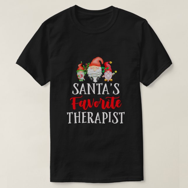 Santa's Favorite Therapist jul Roligt Gnome Psy T Shirt (Design framsida)