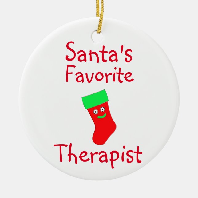 Santa's Favorite Therapist Julgransprydnad Keramik (Framsidan)