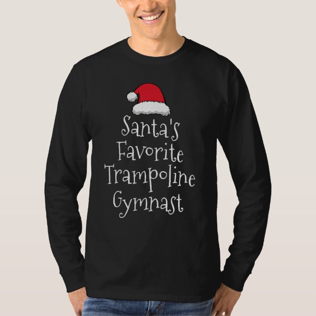 Santas Favorite Trampoline Gymnast   Christmas     T Shirt (Framsida)