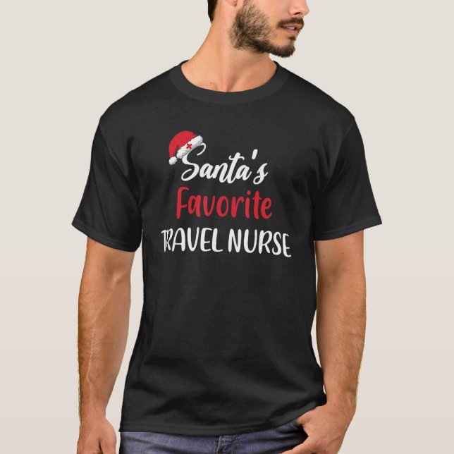 Santas Favorite Travel Nurse   Christmas   T Shirt (Framsida)