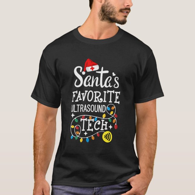 Santa's Favorite Ultrasound Tech Diagnostic Med så T Shirt (Framsida)