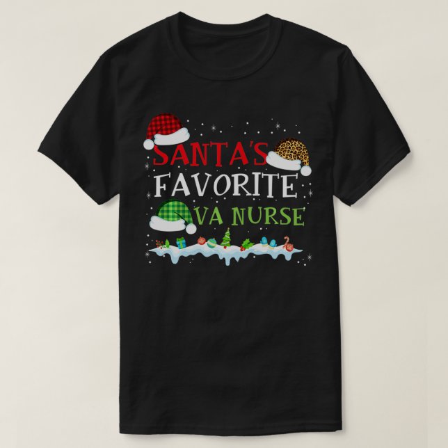 Santa's Favorite VA Nurse Funny Christmas Gift  T Shirt (Design framsida)