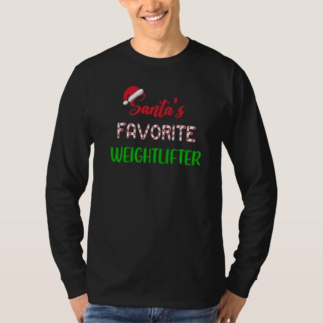 Santas Favorite Weightlifter  Weightlifting Christ T Shirt (Framsida)