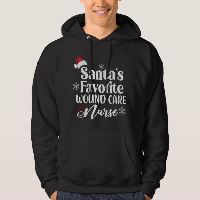 Santa's Favorite Wound Care Nurse Santa Hat Jesus Hoodie (Framsida)
