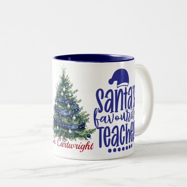Santa's Favourite Teacher Två-Tonad Mugg (Framsida höger)