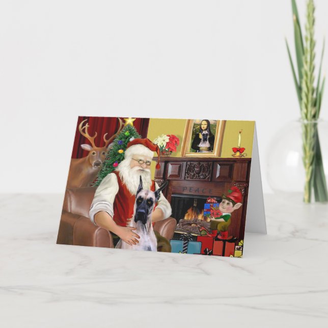 Santa's Fawn Great dane Helgkort (Framsida)