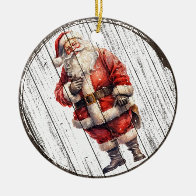 Santa's Festive Cheer - julprydnad Julgransprydnad Keramik (Framsidan)