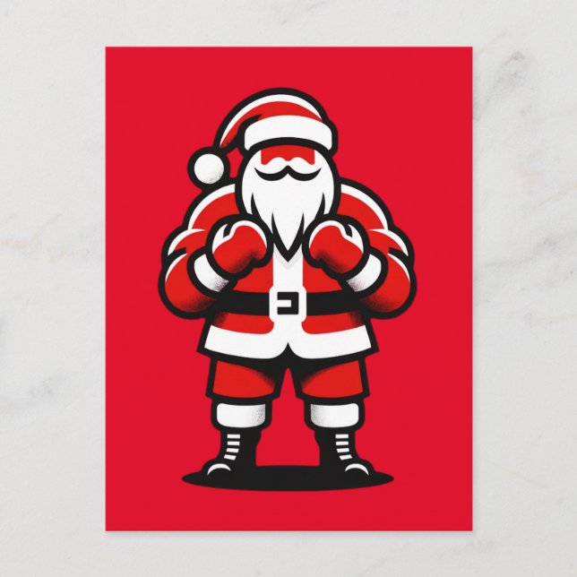 Santa's Festive Fight Natt - Funny Helgdag Boxing Vykort (Framsida)