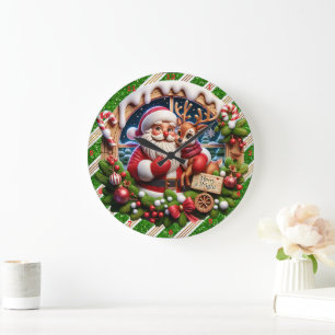 Santa's Festive Ride" - Glatt julmur Stor Klocka