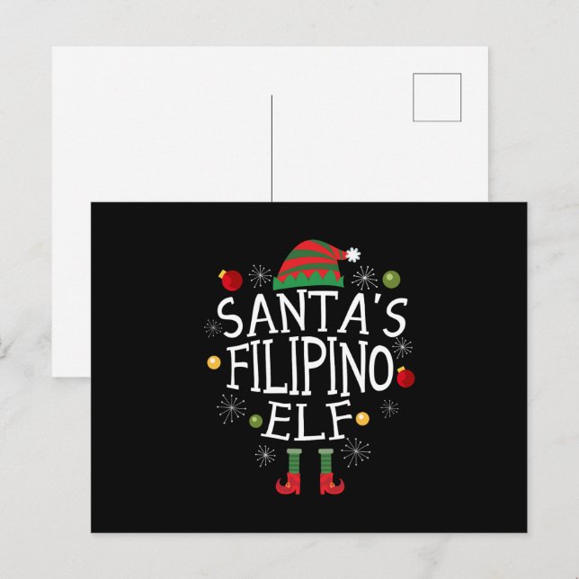Santa's Filipino Elf - Filippinerna jul Vykort (Fram/baksida)