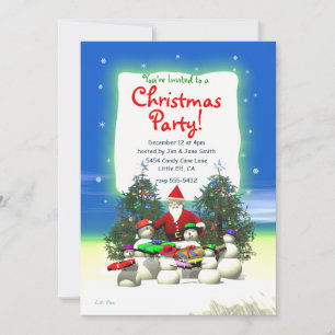 Santas First Stop Children's jul Party Inbjudningar