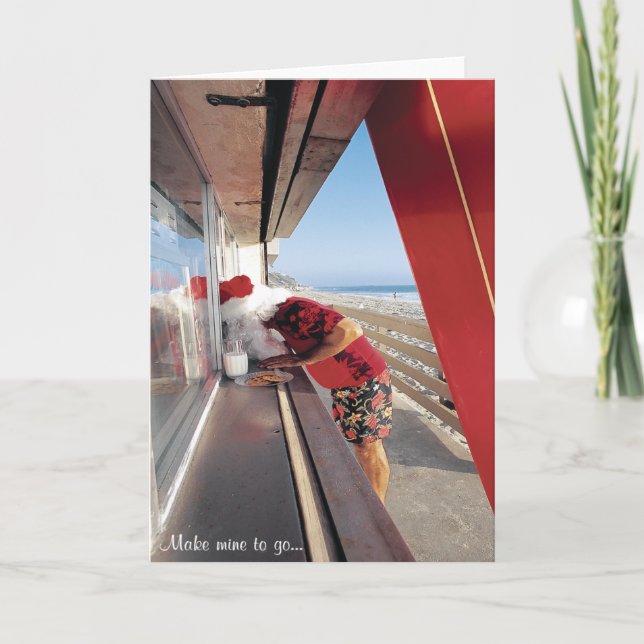 Santas förfrågan på fönstret… "gör bryter för att helgkort (Framsida)