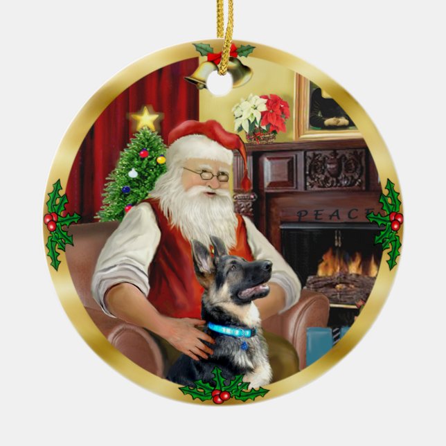 Santa's German Shepherd #15 Julgransprydnad Keramik (Framsidan)