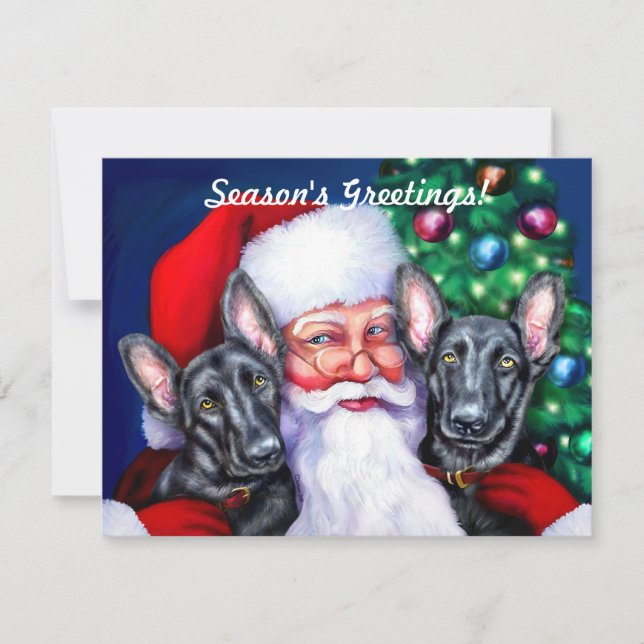 Santas German Shepherd Hundar BLK Inbjudningar (Framsida)