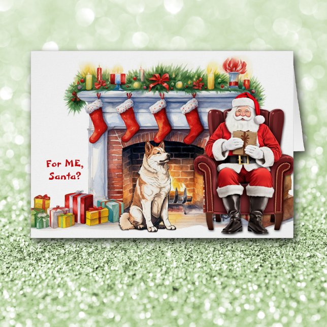 Santa's Gift Akita Hund jul Hälsningskort (Skapare uppladdad)