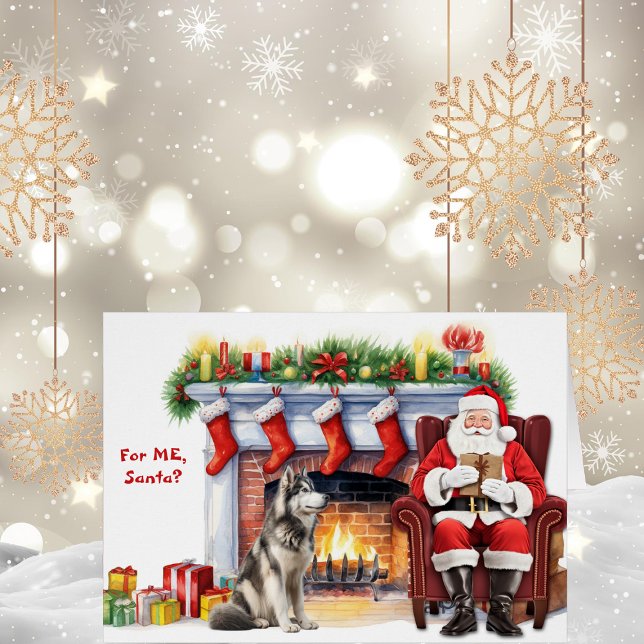 Santa's Gift Alaska Malamute Helgdag Hälsningskort (Skapare uppladdad)
