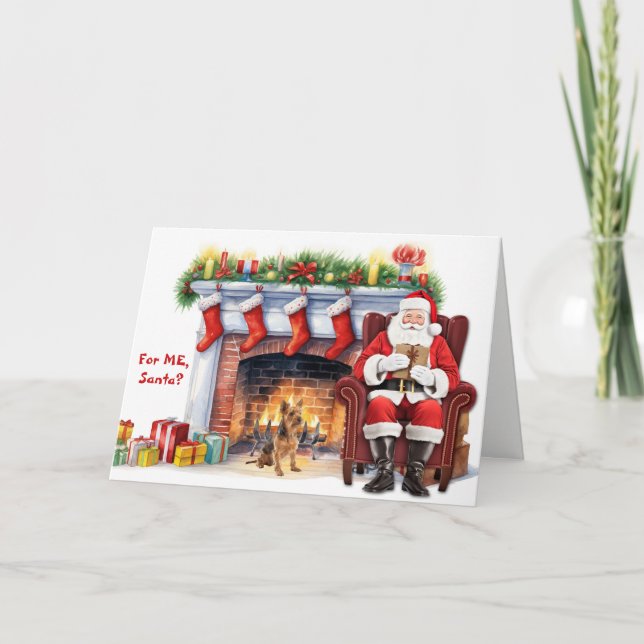 Santa's Gift Australian Terrier Dog Christmas Helgkort (Framsida)