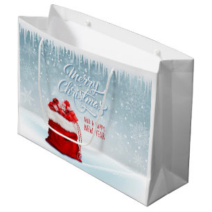 Santas Gift Bag, Icicles and Snöflingor Large Gif