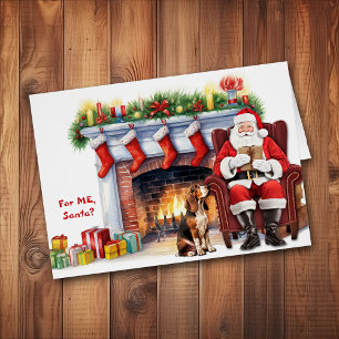 Santa's Gift Basset Hound Hund jul Hälsningskort