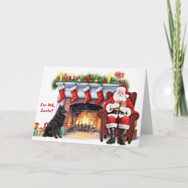 Santa's Gift Belgian Sheepdog Christmas Helgkort (Framsida)