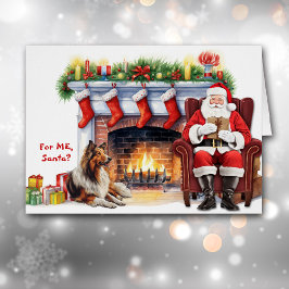 Santa's Gift Collie Hund Helgdag Hälsningskort