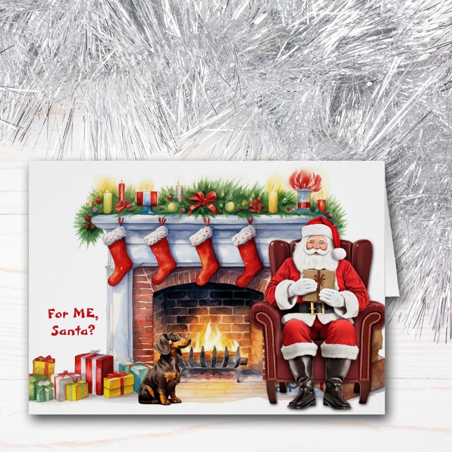 Santa's Gift Dachshund Hund jul Hälsningskort (Skapare uppladdad)