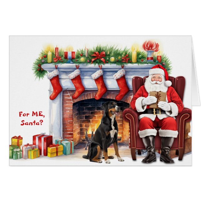 Santa's Gift Greater Swiss Mountain Dog Christmas Hälsningskort (Framsidan Horizontal)