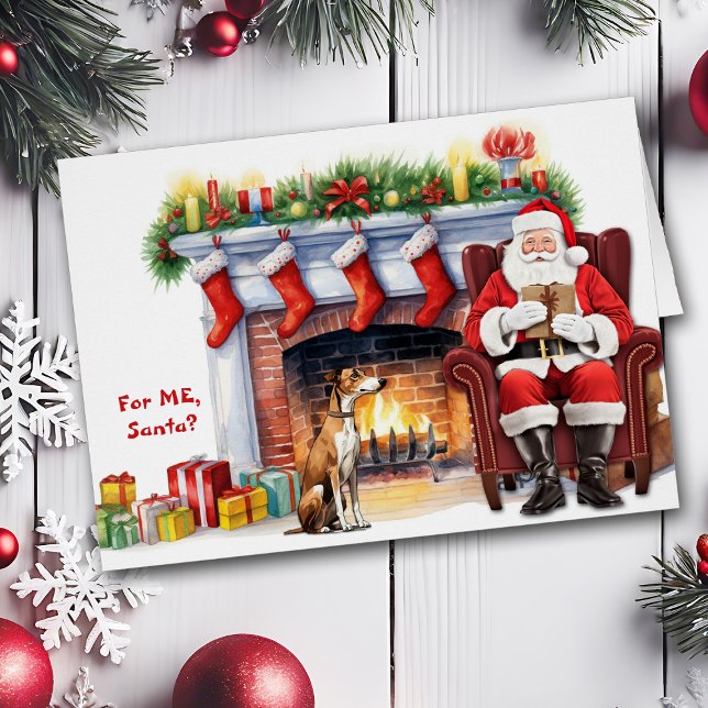 Santa's Gift Greyhound Hund jul Hälsningskort (Skapare uppladdad)