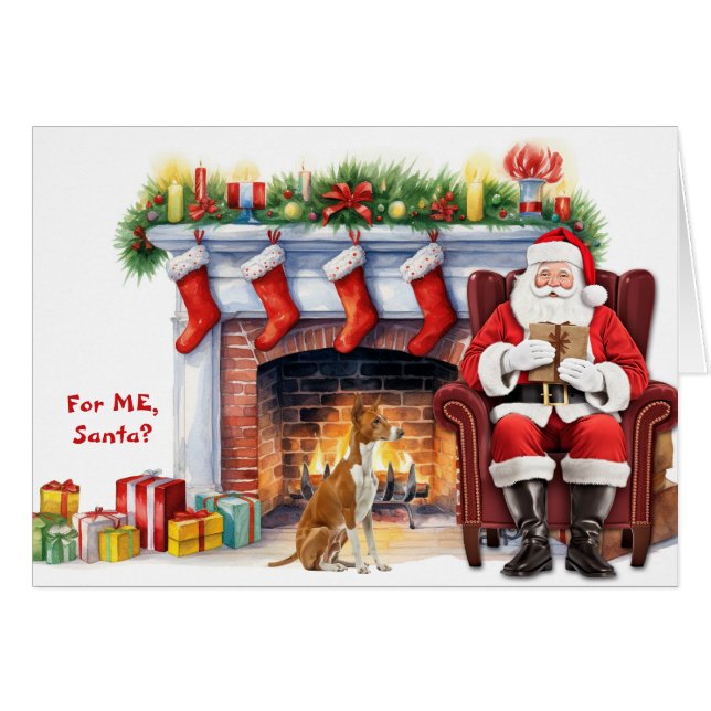 Santa's Gift Ibizan Hound Dog Christmas Hälsningskort (Framsidan Horizontal)