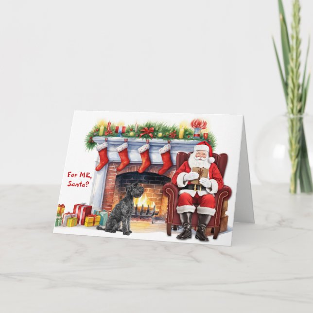 Santa's Gift Kerry Blue Terrier Dog Christmas Helgkort (Framsida)