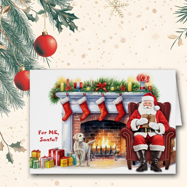 Santa's Gift Labrador Retriever Puppy Helgdag Hälsningskort (Skapare uppladdad)