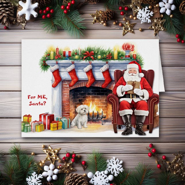Santa's Gift Maltese Helgdag Hälsningskort (Skapare uppladdad)